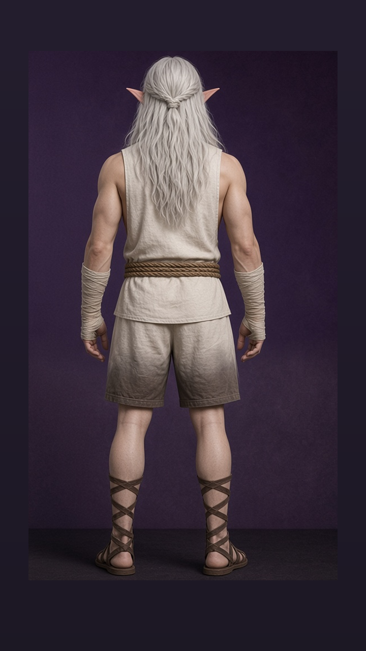 Elf boy street bare back