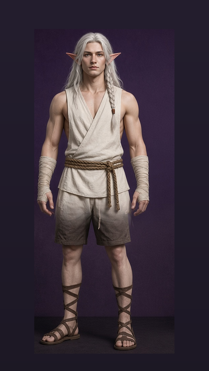 Elf boy street bare front